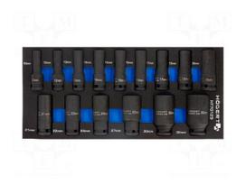 Socket: 6-angles-set | socket spanner,impact | 1/2" | 15pcs.