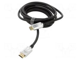 Cable | HDMI plug,both sides | PVC | textile | 3m | black | grey