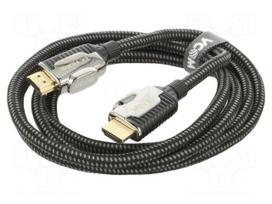Cable | HDMI plug,both sides | PVC | textile | 1.5m | black | black,grey