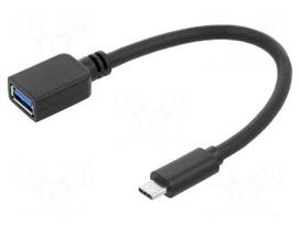 Cable | USB 3.0 | USB A socket,USB C plug | nickel plated | 0.2m