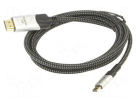 Adapter | USB 3.1 | HDMI plug,USB C plug | gold-plated | 1.8m | black
