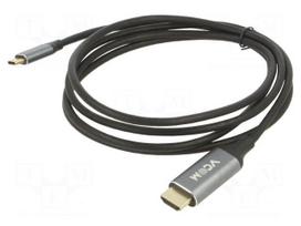 Adapter | USB 3.1 | HDMI plug,USB C plug | gold-plated | 1.8m | black