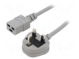 Cable | H05VV-F | 3x1.5mm2 | BS 1363 (G) plug,IEC C19 female | PVC