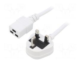 Cable | 3x1.5mm2 | BS 1363 (G) plug,IEC C19 female | PVC | 2m | white