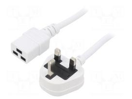 Cable | H05VV-F | 3x1.5mm2 | BS 1363 (G) plug,IEC C19 female | PVC