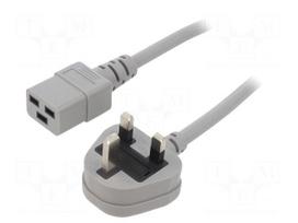 Cable | H05VV-F | 3x1.5mm2 | BS 1363 (G) plug,IEC C19 female | PVC