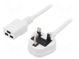 Cable | H05VV-F | 3x1.5mm2 | BS 1363 (G) plug,IEC C19 female | PVC
