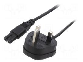 Cable | 2x0.75mm2 | BS 1363 (G) plug,IEC C7 female | PVC | 3m | black