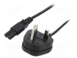 Cable | 2x0.75mm2 | BS 1363 (G) plug,IEC C7 female | PVC | 1.8m | 3A