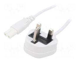 Cable | 2x0.75mm2 | BS 1363 (G) plug,IEC C7 female | PVC | 1.8m | 3A