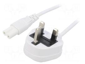 Cable | 2x0.75mm2 | BS 1363 (G) plug,IEC C7 female | PVC | 3m | white