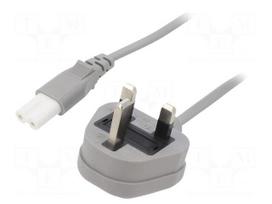 Cable | 2x0.75mm2 | BS 1363 (G) plug,IEC C7 female | PVC | 5m | grey
