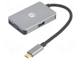 Hub USB | USB A socket x4,USB C plug | OTG,USB 3.0 | grey | 5Gbps