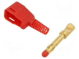 Laboratory connector: 4mm banana | plug | 32A | red | gold-plated