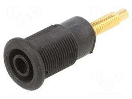 Laboratory connector: 4mm banana | socket | 32A | black | gold-plated