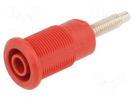 Laboratory connector: 4mm banana | socket | 32A | red | nickel plated