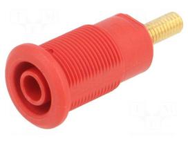 Laboratory connector: 4mm banana | socket | 32A | red | gold-plated