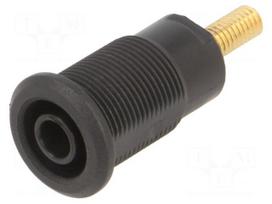 Laboratory connector: 4mm banana | socket | 32A | black | gold-plated