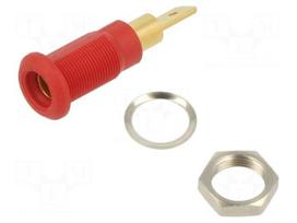 Laboratory connector: 4mm banana | socket | 30VAC | 60VDC | 25A | red