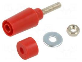 Laboratory connector: 4mm banana | socket | 1kV | 32A | red | M4,screw