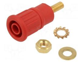 Laboratory connector: 4mm banana | socket | 1kV | 32A | red | insulated