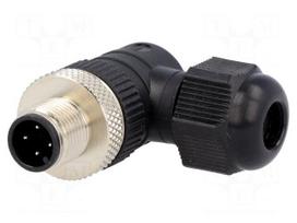Connector: M12 | plug | PIN: 4 | male | angled 90° | IP67 | screw terminal