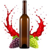 Rudos stiklo vyno butelis Bordeaux 750 ml, daugkartinio naudojimo
