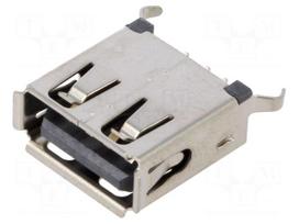 Connector: USB A | socket | THT | PIN: 4 | vertical | USB 2.0 | 1.5A