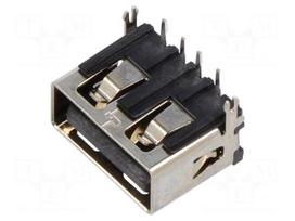 Connector: USB A | socket | THT | PIN: 4 | angled 90° | short | USB 2.0 | 3A