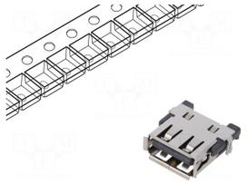 Connector: USB A | socket | SMT | PIN: 4 | horizontal | USB 2.0 | 1.5A