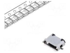 Connector: USB B micro | socket | SMT | PIN: 5 | horizontal | USB 2.0