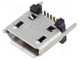 Connector: USB B micro | socket | SMT | PIN: 5 | vertical | USB 2.0 | 1.8A