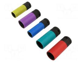 Socket: 6-angles-set | impact | steel | Plating: polymer | 1/2" | 5pcs.