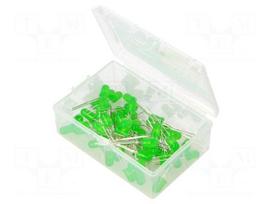 Diode: LED-kit | THT | 5mm | 50pcs | green | 3÷15VDC | plastic box | 7.5mA