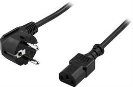 DELTACO grounded cable, angled CEE 7/7 to straight IEC 60320 C13, max 250V / 10A, 3m, black/ DEL-110