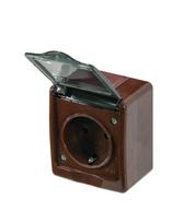BETA surface socket with grounding and transparent cover brown IP44
