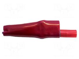 Crocodile clip | 10A | red | Grip capac: max.7.9mm | Socket size: 4mm