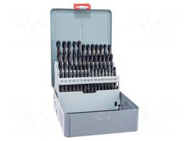 Drill set | for metal | high speed steel | metal case | 41pcs.
