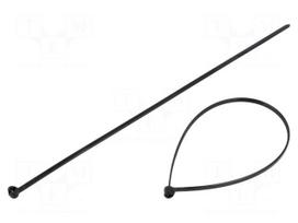 Cable tie | L: 200mm | W: 2.5mm | black | polyamide | 180N | Ømax: 52.5mm