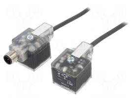 Adapter cable | plug DIN 43650 x2,M12 female socket | PIN: 3 | IP67