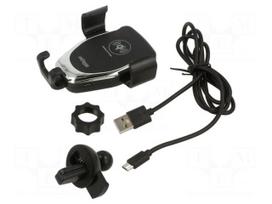 Car holder | black | air vent | Size: 65-85mm | 10W | 5V/1A,9V/1.2A