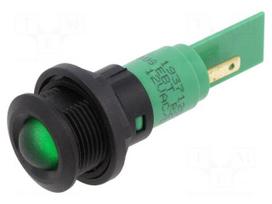Indicator: LED | prominent | green | 12VDC | 12VAC | Ø16mm | IP67 | plastic