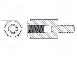 Spacer sleeve | hexagonal | polyamide 66 | M4 | M4 | L: 15mm | black