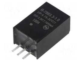 Converter: DC/DC | 3.3W | Uin: 4.75÷32VDC | Uout: 3.3VDC | Iout: 1A | SIP3