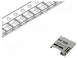 Connector: for cards | microSD | push-push | SMT | gold flash | PIN: 8