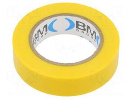 Tape: electrical insulating | W: 15mm | L: 10m | Thk: 0.15mm | yellow