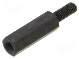 Screwed spacer sleeve | 15mm | Int.thread: M3 | Ext.thread: M3 | brass