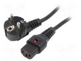 Cable | CEE 7/7 (E/F) plug angled,IEC C13 female | 2m | black | 10A