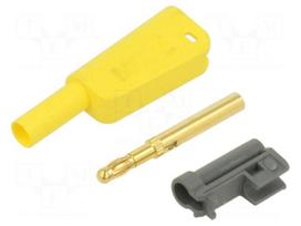 Laboratory connector: 4mm banana | plug | 19A | 1kV | yellow | 1mm2