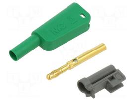 Laboratory connector: 4mm banana | plug | 19A | 1kV | green | 1mm2